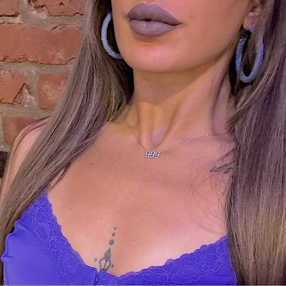 “999” cz. encrusted sterling silver necklace - Picture 4 of 4